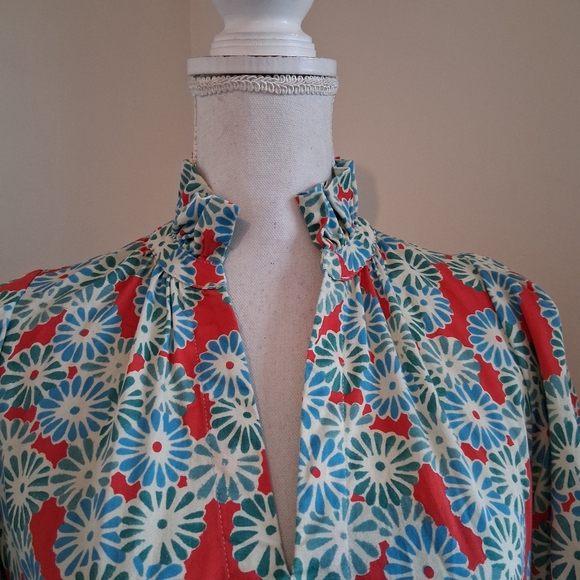 Tuckernuck Aqua and Red Patterned Mini Dress - Picture 3 of 10